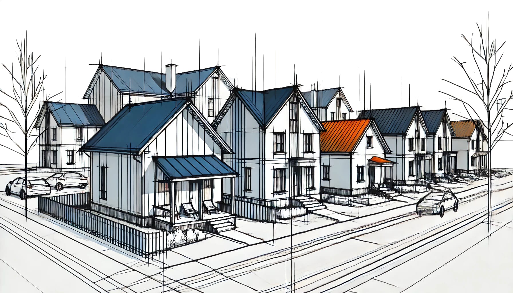 DALL·E-2024-07-09-11.52.26-A-minimalistic-architectural-sketch-of-a-suburban-neighborhood-with-single-family-homes-using-strong-lines-and-an-architectural-look.-Incorporate-bla